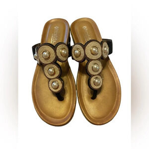 Patrizia by SpringStep Pearl And Woven Thong Sandal
